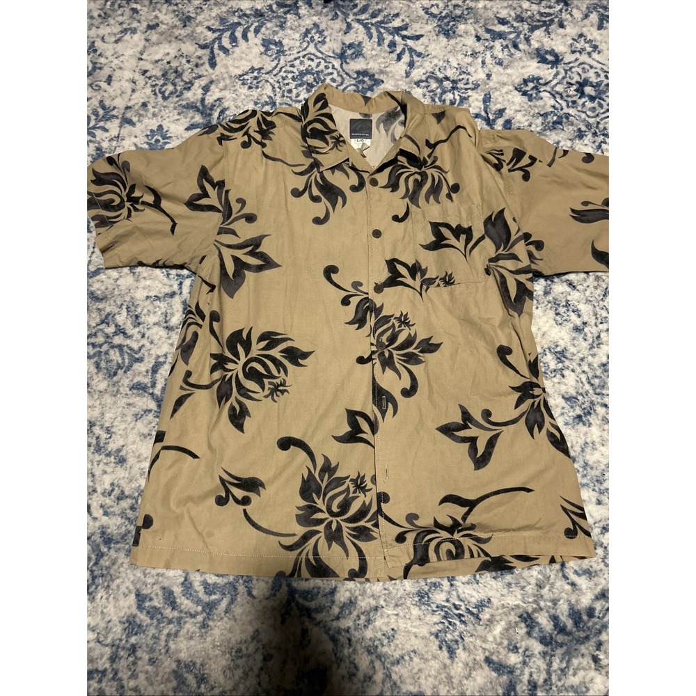 Vintage Y2K Quiksilver Hawaiian AOP Men's Medium Short Sleeve Button-Up Shirt L